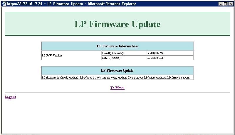 5. The screen below appears when LP firmware is already upgraded.