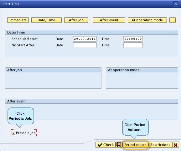 9. In the Period Values window, click the value that represents how often the housekeeping tasks should run.