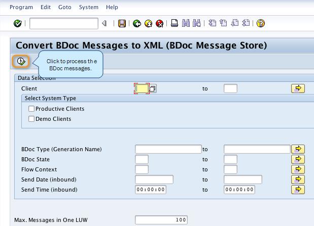 8. In the Convert BDoc Messages to XML window, to process the BDoc