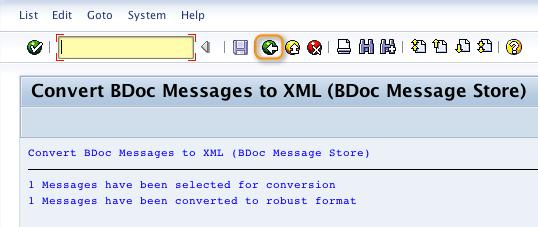 The Convert BDoc Messages to XML window displays a message that the