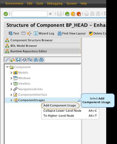 2. In the Runtime Repository Editor, Component directory, ComponentUsages