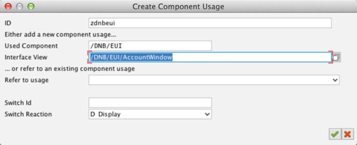 On the Create Component Usage window, Interface View field, type or enter