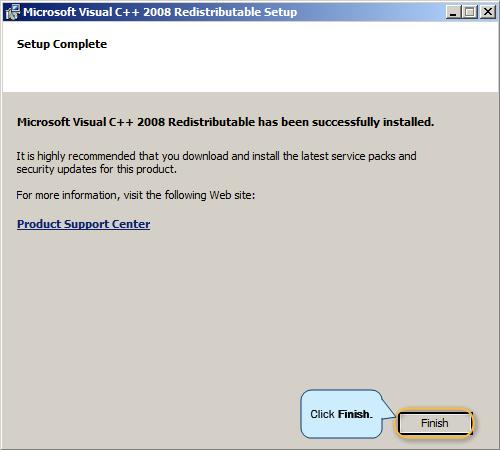 Installing the VC++ 2005 Service Pack 1 Redistributable Package ATL Security Update Before you install the Informatica Cloud Secure Agent, you need to install the VC++ 2005 redistributable package. 1. Open a web browser to: http://www.