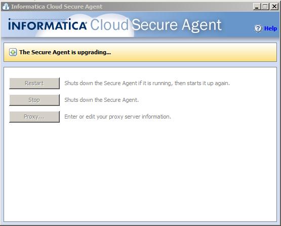 and informs you that the secure agent is up and running. 1. Click Stop.