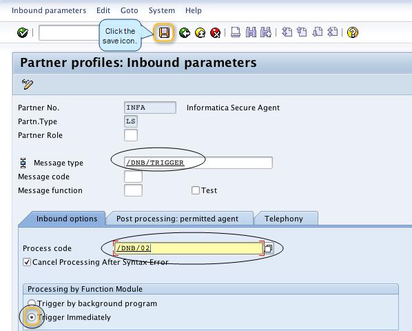 10. Click the save icon. The Partner profiles window displays a summary of the settings you have configured.