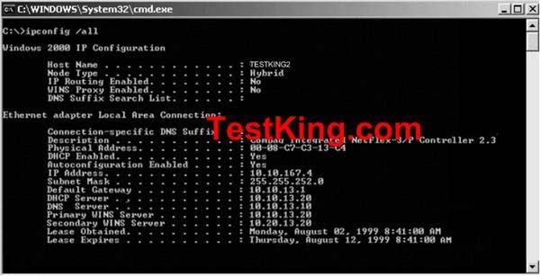 You are the senior network administrator at TestKing.com. You instruct your trainee to install and configure Windows XP professional on a computer named TestKing2.