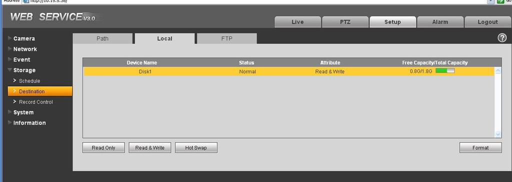 Parameter Event Type Local FTP It includes: general, motion detect and alarm. It saved in the SD card. It saved in the FTP server.