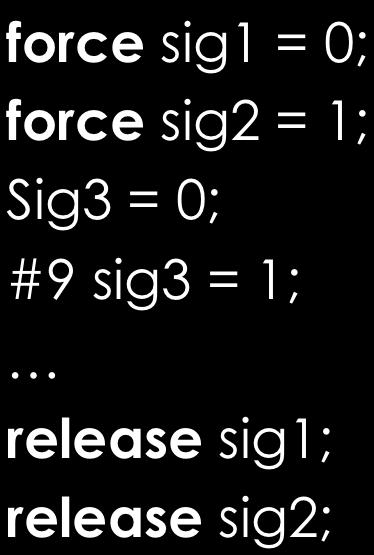 force release PCA force sig1 = 0; force sig2 = 1; moda Sig3 = 0; #9 sig3 = 1; sig2 sig1 modb release sig1;