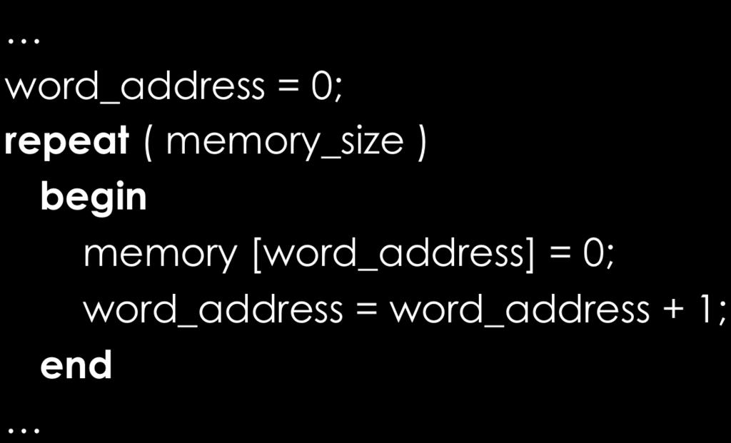 The repeat Loop word_address = 0; repeat ( memory_size )
