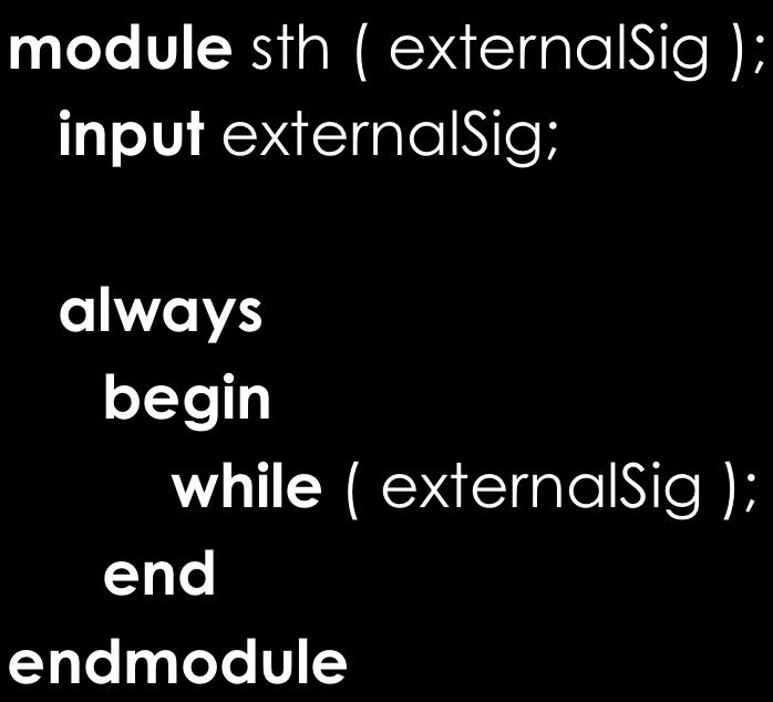 susp external activities module sth ( externalsig ); input