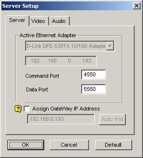 In the drop down list select the network adapter for WebCam System.