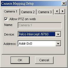 Chapter 7 WebCam System [Camera Mapping Setup] You may set up PTZ Dome corresponding to each camera and control