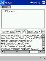 Web Info WebCam Update Time WebCam Startup Time Mpeg4 Current User RPB Current Channel Audio Current Channel WebCam Version Display the last login time.