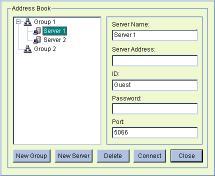 Chapter 5 Remote PlayBack System Address Book The address book allows you to create various RPB server profile. The RPB server profile contains all information necessary for a automatic login.