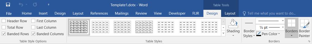 A benefit of being in Word is that the FLIR tables behave much like any standard Word table.