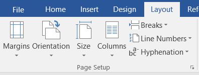 One consideration, before adding any objects to the page, is with regards to the page Orientation and Margin size.