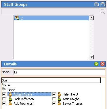 NC465 Media Gateway Final Setup Create Staff Groups A staff group is a group of facility staff members that have similar characteristics-for example, the staff members work the same shift, cover the