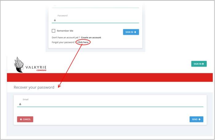 Enter the email address to which the password should be sent in the 'Email' field and click the 'Send' button. You will receive the reset password to the specified mail above.