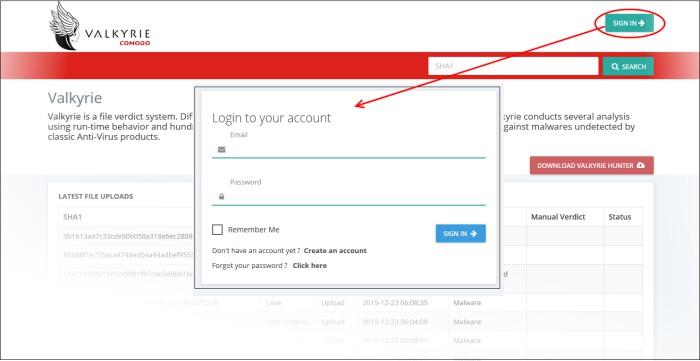 Click the 'Sign In' button at the top right. The 'Login to your account' page will be displayed. Enter the credentials in the respective fields and click the 'Sign In' button.