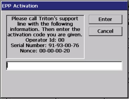 An activation code is required from Triton Technical Support to reactivate the T9 EPP Keypad.
