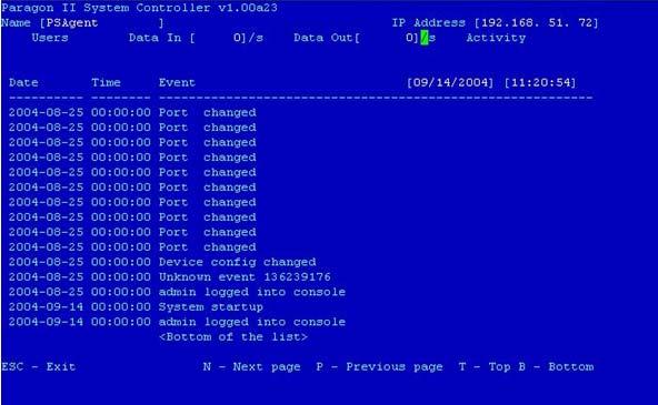 6 PARAGON II SYSTEM CONTROLLER View Status To view the status of the PIISC unit and a list of events that have occurred such as new or changed ports, device restarts and other activities, use the