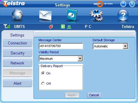Message Settings These settings are pre-configured for your network.