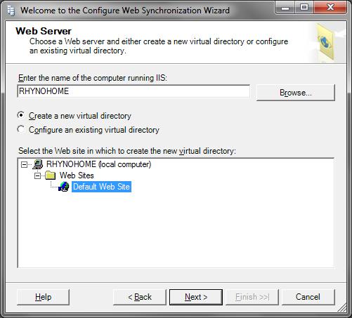 Select Create a new virtual directory 11.
