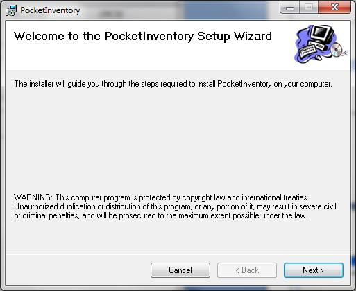 software. This will cover the installation of Pocket Inventory.