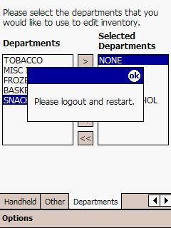 14. Select the Departments tab 15. From the Departments window, you can filter departments you would like to edit inventory from.