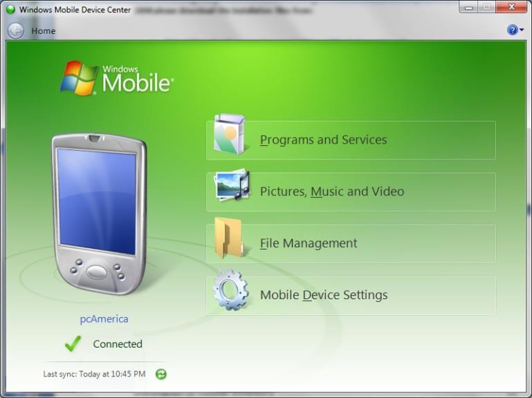 9. Windows Mobile Device Center should now see the device.