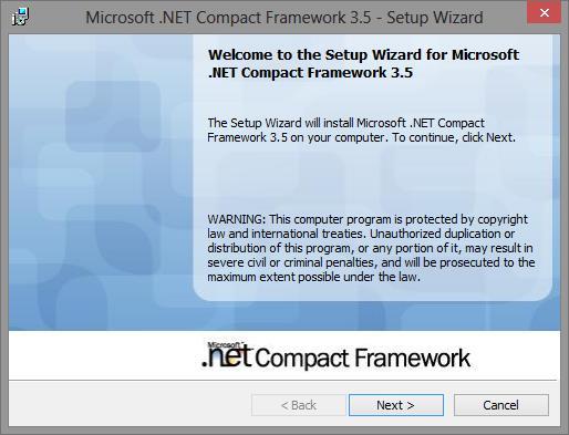 This will cover the installation of Microsoft.NET Compact Framework 3.5. This application is required to run Pocket Inventory.