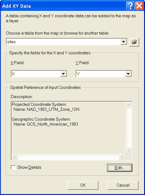 Prepare the study data: 1. Start using ArcMap with a new empty map 2. Choose TOOLS >>> ADD XY DATA 3. Click on the BROWSE button (empty folder icon) and navigate to your working directory; e.g. C:\Workspace\AVRiverDistance 4.