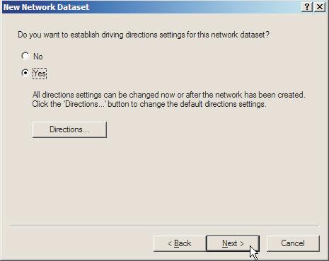 Since the attributes are automatically defined and assigned values, click Next to continue. To use driving directions in a network analysis, they should be set in the network dataset. 12.