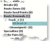 11. Click OK. A new route renewal object called 800 Brush St is listed within the Truck_1 item in the Network Analyst Window. 12.
