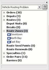 The Network Analyst Window should now have three route zone objects listed within the Route