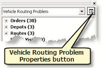 Setting up the properties for analysis Next you will specify the properties for your vehicle routing problem analysis. 1.