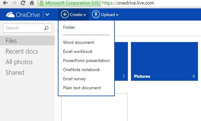 Create A new presentation using PowerPoint web app 1. Open http://onedrive.live.com 2.