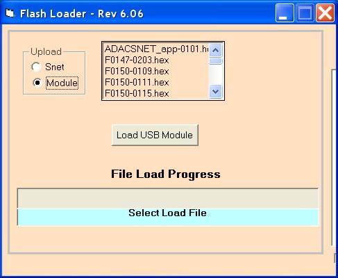 Figure 10. Flash Loader panel Figure 11. SensorNet Monitor Utility window 10. Click Refresh to display current files in the file selection window. 11. In the Upload box, select Module. 12.