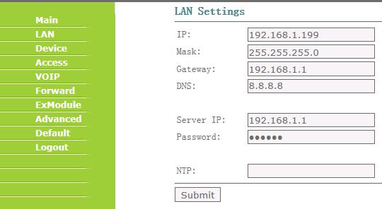 2-3. LAN settings IP: must be a unique IP address with the first three octets (192.168.1.x) matching the first three octets of your Gateway address.