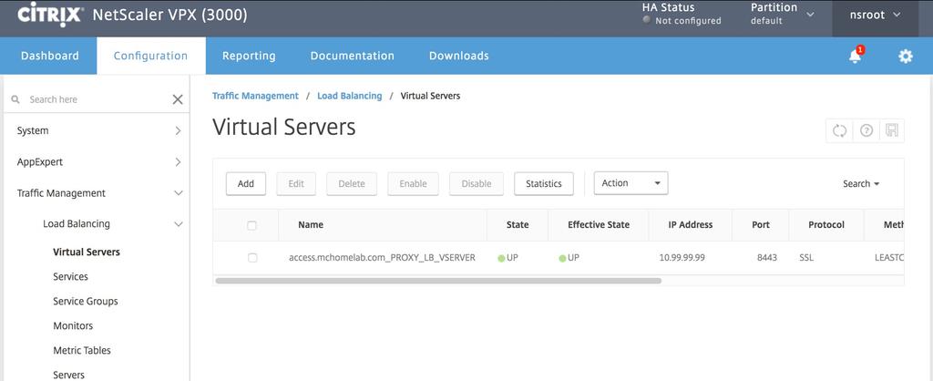 2. Validate that the Proxy Load Balancing Virtual Server shows a state of UP. 3. Open a web browser, connect to the NetScaler Gateway URL, and attempt to authenticate.