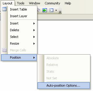 4 From the VS menu select Layout->Position->Auto-position