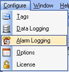 Chapter 5 Chapter 5 - Alarming Configure Alarm Logging Step Task 1 Start Configure OPC Systems application. 2 Select Configure-Alarm Logging.
