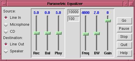 During run time, each component controls a specific parameter of a named star. Figure 5.1 Parametric Equalizer For example, the two parametric biquad filters in Figure 5.1 are named left and right.