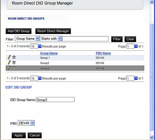 Using Room Direct Administrator 3-11 Figure 3-10 Edit DID Group Step 4 Enter the modified DID Group Name in the DID Group Name field.