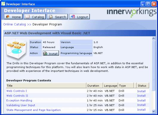 Using the Developer Interface 3-5 2. Click the title of the required Developer Program to view its Drills.