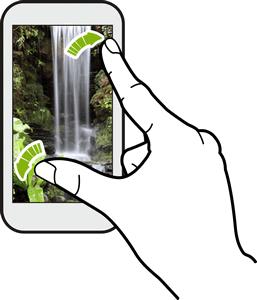 Pinch and Spread "Pinch" the screen using your thumb and forefinger to