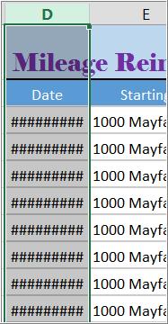 We'll change the number format for the cells to modify the way dates are displayed. 1. Select the entire Column D to modify. 2.