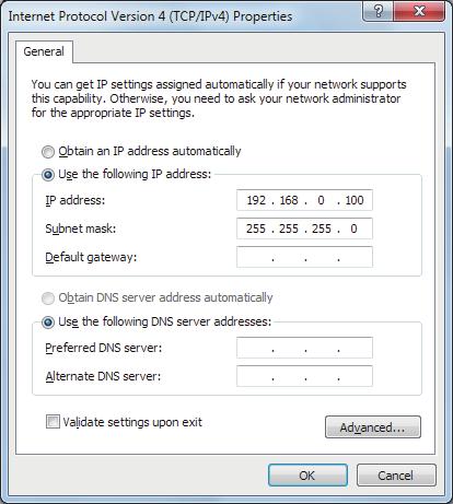 2 INSTALLATION GUIDE 2. Setting the static IP address to a PC The following procedures describe how to set the a static IP address (example: 192.168.0.100), based on Microsoft Windows 7.