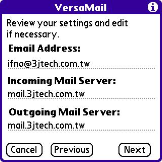 6. Set the E-mail address, Incoming Mail Server and Outgoing Mail