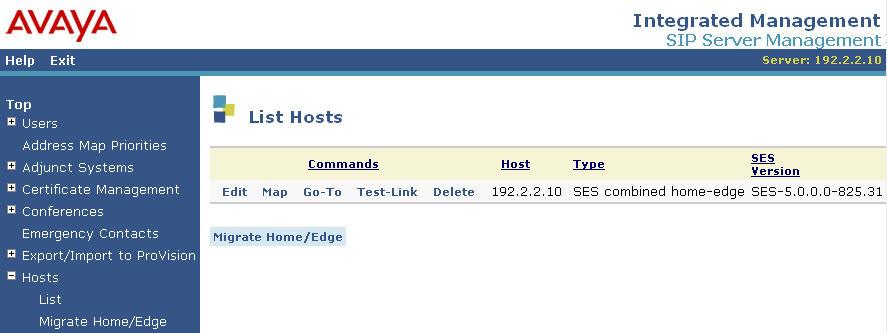 4.2. Administer Host Address Map Select Hosts > List from